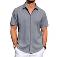 thumbnail image 1 of Camisa J.VER para hombre, lino y algodón, manga corta, azul, 3XL, 1 of 5