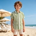 thumbnail image 3 of Fozruso Striped Button Down Shirt for Boys, Classic Short Sleeve Collared Shirt for Kids Daily Casual Wear, 3 of 7