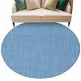 thumbnail image 2 of Blue 6ft Round Rug, Farmhouse Burlap Solid Blue Color Modern Linen Texture Non-Skid Rubber Backing Large Area Rugs - Living Room Bedroom Home Office, Indoor Floor Mat Carpets Washable Rug, 2 of 9