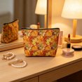 thumbnail image 3 of OCCOA Fall Zipper Makeup Bag with Pumpkin Maple Print Large Capacity Portable Toiletry Pouch for Travel Office Daily Storage, C, 3 of 6