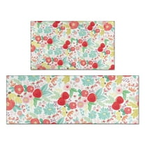 Pioneer Flower Floral Print Pattern Kitchen Rugs Sets Of 2,Anti Fatigue Kitchen Mat Rugs Non Slip Washable,Decorative Kitchen Floor Mats for Kitchen,Sink,Laundry,17"x30" 17"x47"