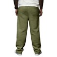 thumbnail image 4 of LWavelet Men's Vertical Striped Wide Leg Joggers - Drawstring Waist Soft Fabric Trendy Casual Daily Pants Army Green L, 4 of 5