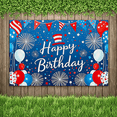 thumbnail image 5 of Happy Birthday Banner with Patriotic Elements Red White Blue Balloons Stars Fireworks Backdrop Party Decoration Photography Props Birthday Party Decor Background, 5 of 6