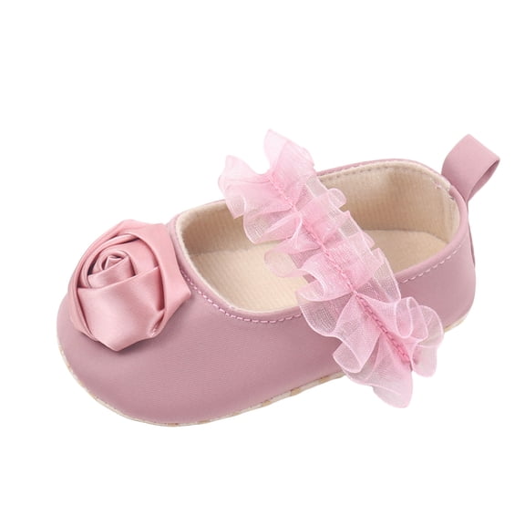 Tigivemen Newborn Shoes for Girls Flat Baby Mary Jane Shoes Stylish Walking Sneakers with Flower Pink Size 5