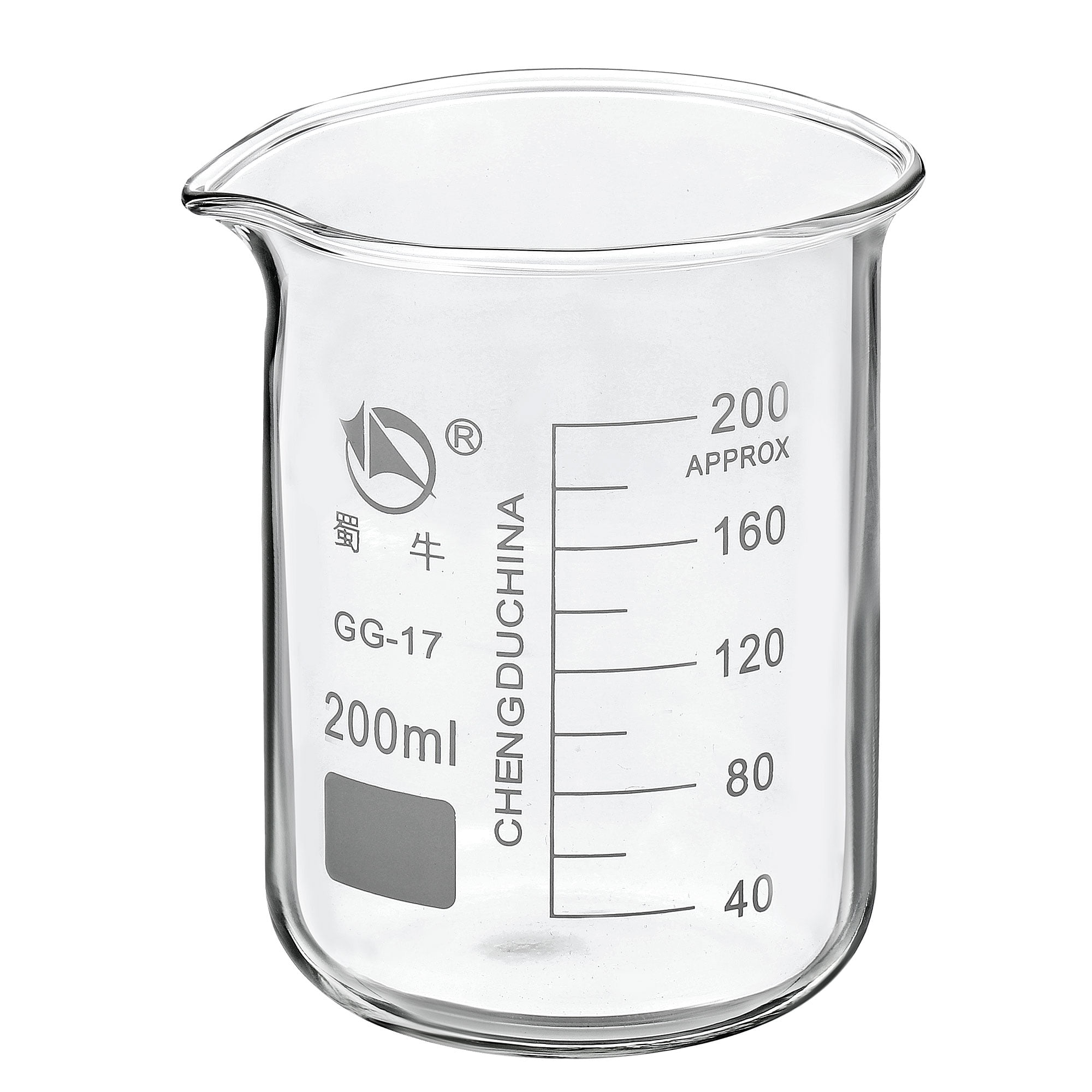 Uxcell 200ml Low Form Glass Beaker, 3.3 Borosilicate Graduated Lab