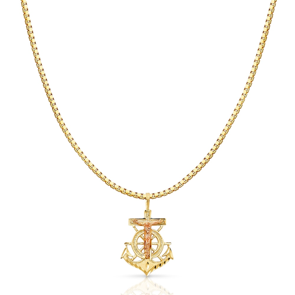 誠実 Religious Gold Tone Two 14K - Ioka Crucifix For Pendant Small Charm  Anchor ネックレス、ペンダント