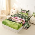 thumbnail image 2 of Castle Fairy Leopard Print Camper Twin Sheet Sets 3pcs for Kids, Forest Art Bedding for Bedroom, Pink Green, 2 of 6