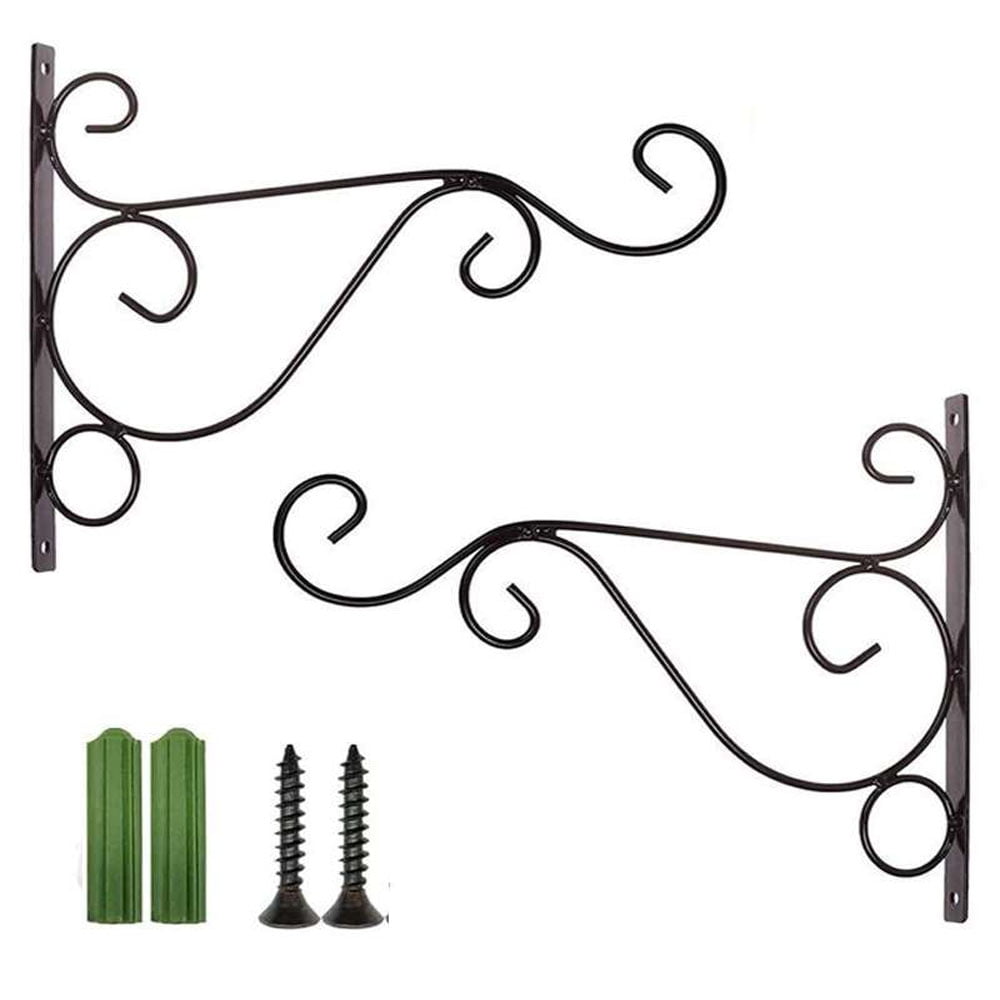 Hanging Plant Bracket for Plant Hangers Outdoor (2 Pieces 10 inch) More Stable and Sturdy Black