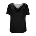 thumbnail image 5 of Inverlee Womens Trendy Solid Cowl Neck Shirts Dressy Casual Short Sleeve Tops Summer Lightweight Loose Fit Blouse, 5 of 7