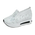 thumbnail image 5 of Dakaela Womens Slip on Shoes Embroidery Mesh Platform Wedge Sneakers Breathable Casual Walking Flats, 5 of 6