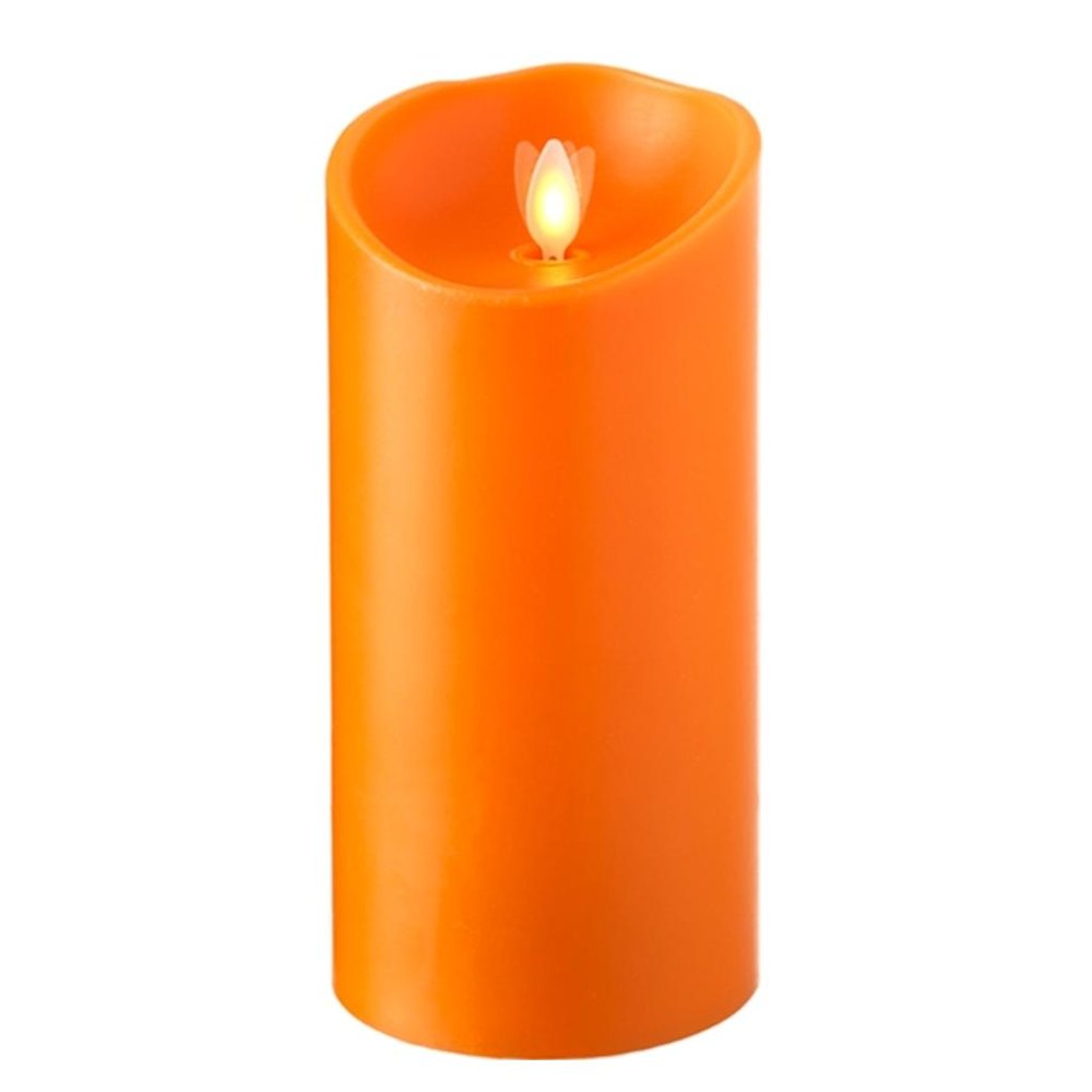 Liown 19595 7" Orange Pumpkin Spice Scent Wax LED Pillar Candle with Timer