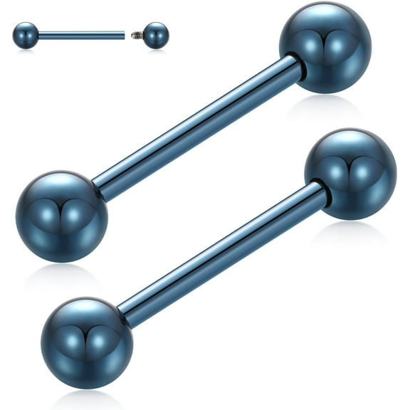 GHRTGR-G23 Titanium Nipple Barbell Nipple Rings Nipple Bars Straight Bar Body Jewelry Barbell Eyebrow Internally Threaded Tongue Piercing 12 14 16G