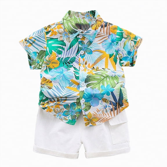 Baby Clothes Boy Toddler Kids Shorts Clothing Set Kid Spring Summer Cotton Loose Printed Short Sleeved Sports 3 6 12 18 24 Months 3T Suits Shirt and Jogger 2PCS