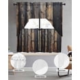 thumbnail image 2 of Black Brown Plank Swag Curtains for Living Room/Bedroom Windows, Vintage Chic Wooden Grain Kitchen Curtains and Valances Set 36 Inch Length, Light Filtering Swags Valance Curtain Panels, 2 of 5