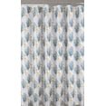 thumbnail image 3 of Serafina Home Light Blue Teal Yellow Grey White Fabric Shower Curtain for Bathroom: Farmhouse Floral Leaf Damask Design, 3 of 9