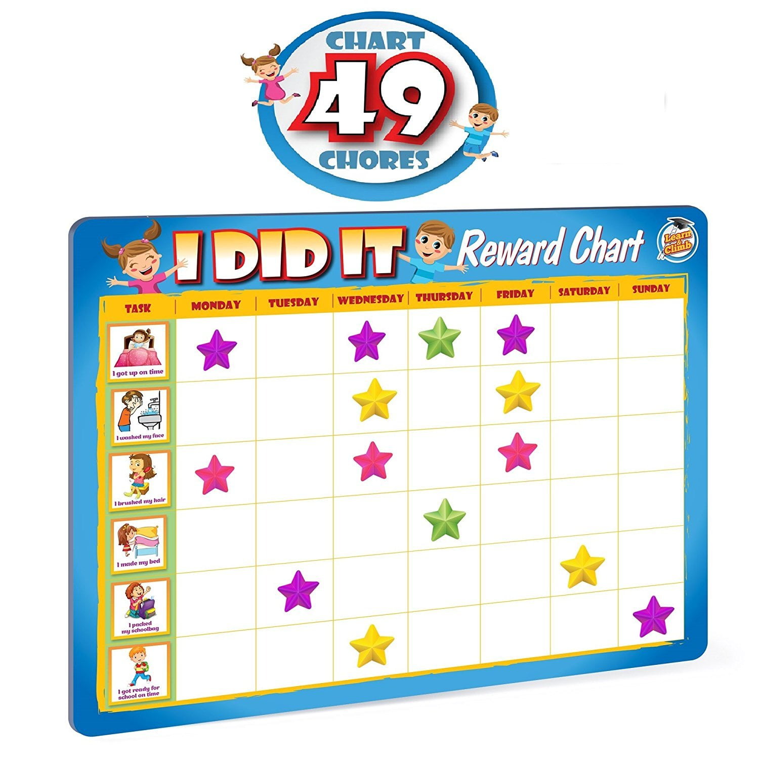 Star Reward Chart For kids Daily Routine Chores MAGNETIC Space Themed Encourage Good Behaviour
