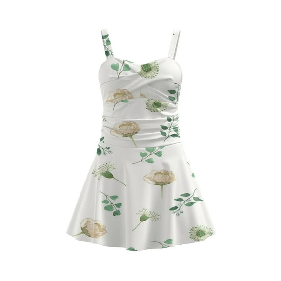 Vintage floral One Piece Swimdress Swimsuits for Women Tummy Control Swim Dresses Skirt Bathing Suit XS
