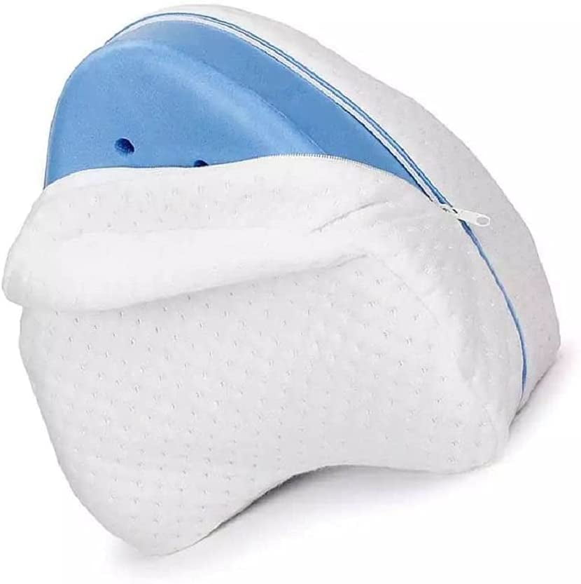 Orthopaedic knee pillow Leg & Knee Foam Support Pillow Back Soothing Pain Relief for Sciatica Hips Knees Joints & Pregnancy blue 