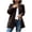 Coffee, variant on Womens Jackets Trendy Women's Winter New Casual Solid Color Woolen Coat With Lapel Pockets Bow Tie Jacket Long Sleeved Coat Top