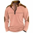thumbnail image 2 of Winter Mens Sweatshirt Pink Warm Pullover Long Sleeve Casual Solid Color Jacquard Half Zipper Plus Size L, 2 of 7