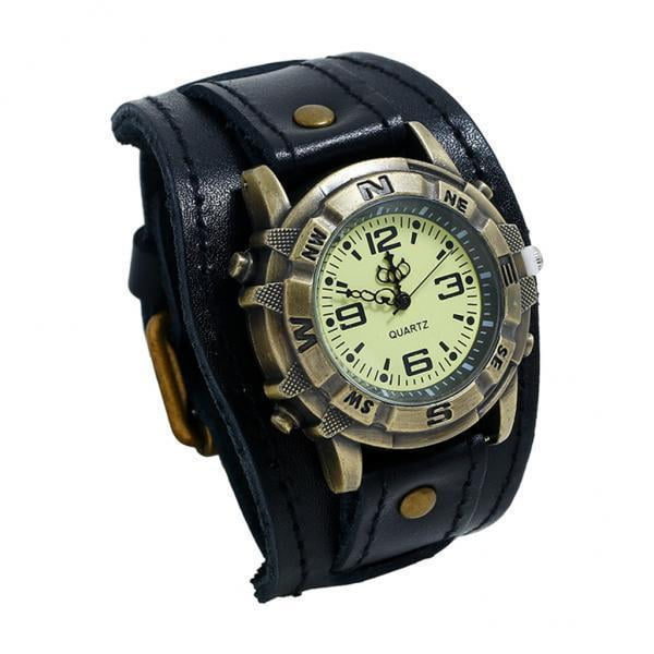Reloj de pulsera para hombre Sunnimix correa de cuero Vintage negra