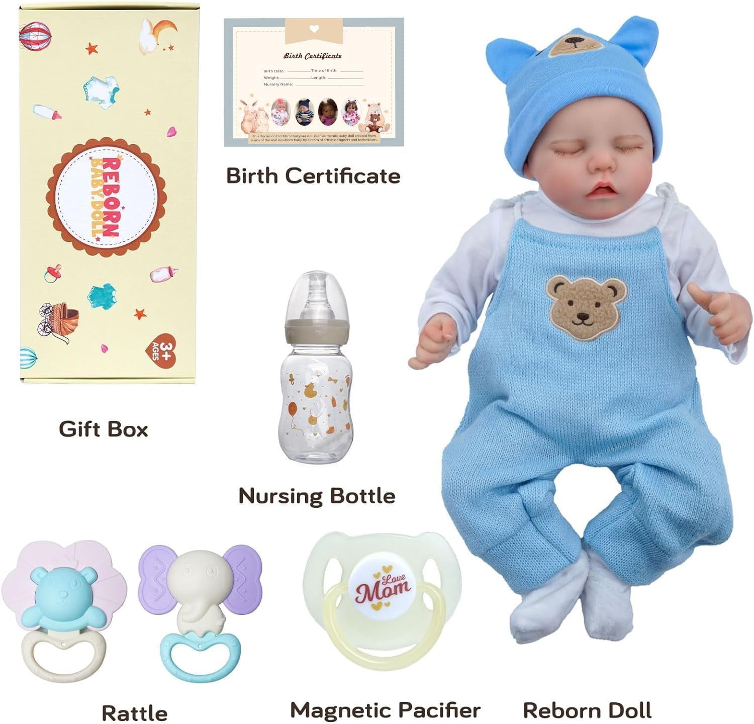 RSG Reborn Baby Dolls Full Cloth Body Real Life Baby Lifelike Reborn Babies with Accessories & Gift Box for Kids Age 3+