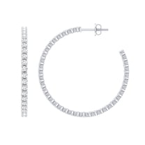 Rosec Jewels Certified Moissanite Hoop Earrings for Women - Moissanite Earrings with Screw Back - D-VS1 Grade - with Jewelry Box, 925 Sterling Silver