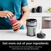 Ninja Nutri-Blender Plus Compact Personal Blender, 900-Peak-Watt Motor, Frozen Drinks, Smoothies, Sauces & More, (3) 20 oz. To-Go Cups, (2) Spout Lids & (1) Storage Lid, Dishwasher Safe, BN301 Silver