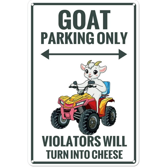 Goat Parking Metal Metal Sign Funny Goat Decor Garage and Outdoor Parking Instructions Sign Animal Print Decoration Gift for Goat Lovers 12 * 8in (101)