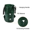thumbnail image 5 of Uxcell 3 Gallon Hanging PE Strawberry Grow Bag with 10 Side Planting Pockets Dark Green, 5 of 6
