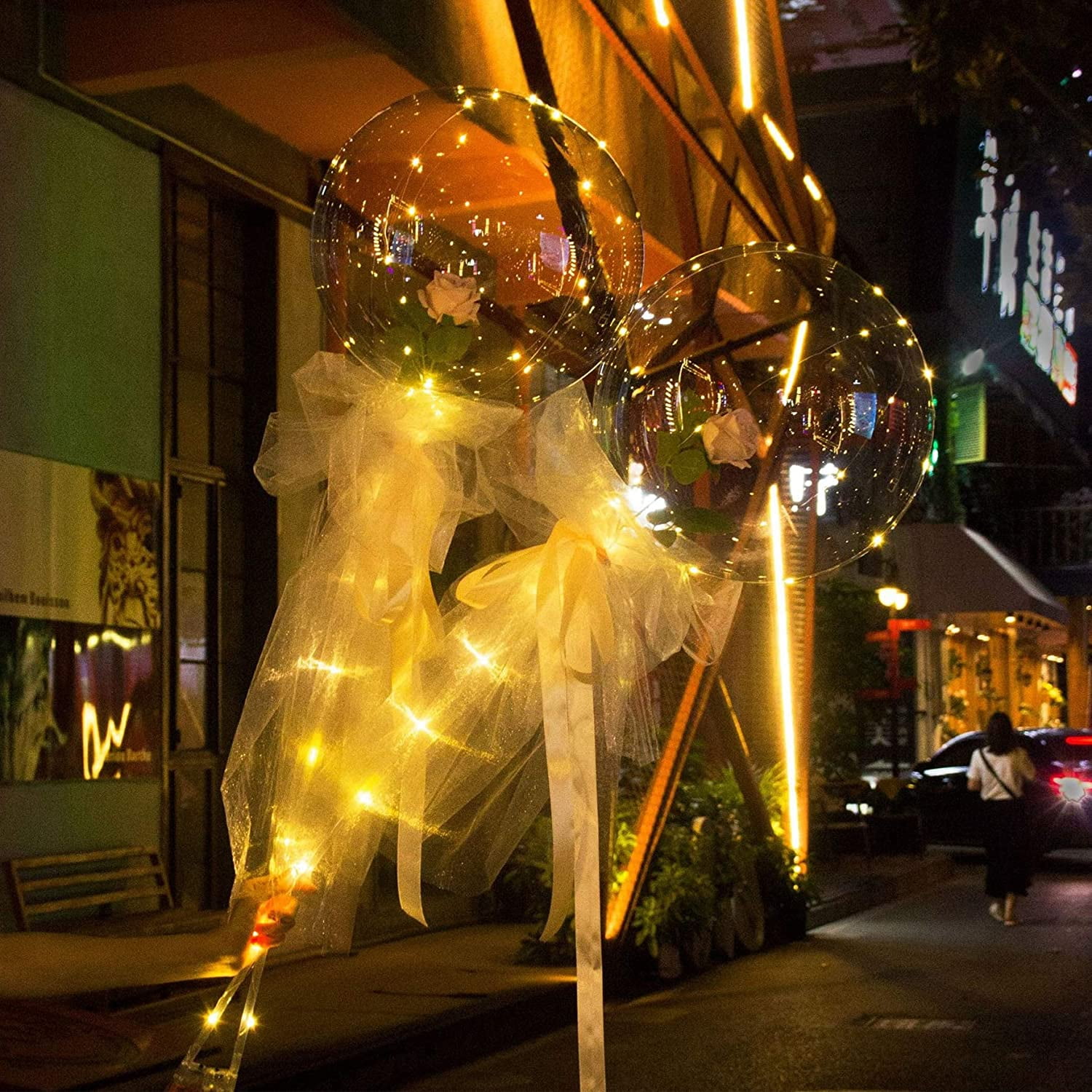 Luminous Balloon Rose Bouquet, LED Light Transparent Balloons with