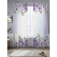 thumbnail image 2 of Spring Flowers Sheer Curtains 96 Inch Length 2 Panels Set Window Treatments, Botanical Purple Floral Leaaves Gradient Rod Pocket Semi Curtains for Living Room/Bedroom/Kitchen Décor, 104"W x 96"L, 2 of 7