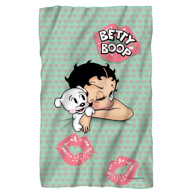 Trevco BB795BKT10 Betty Boop & Goodnight KissFleece Blanket, White