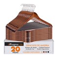 thumbnail image 1 of MAGMALIFE 20 Ganchos para Ropa de Madera: Gancho Giratorio de 360 Grados, Adecuado para Prendas Variadas, Elegantes, Evitan la Deformaci&oacute;n de tu Ropa (Caf&eacute;), 1 of 8