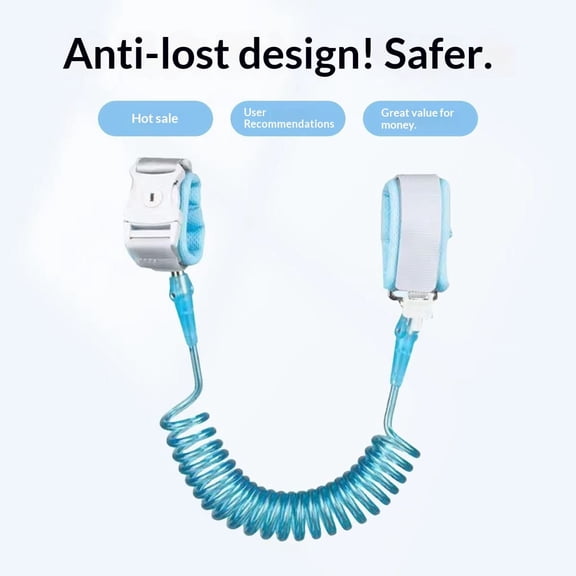 2 pack Anti-Lost Wrist Chain Anti Lost Baby with Child Upgraded Safety Locks for Kids Babies, Kids, Wrist Band for Outdoor Activities, Shopping(blue 8.2 Ft)