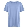 thumbnail image 4 of Womens Plus Size T Shirts Crew Neck Fitted Shirt Basic Short Sleeves Summer Classic Tee Oversized Workout Shirts Women Blue L, 4 of 5