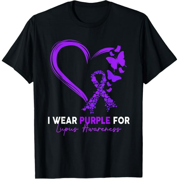 I Wear Purple For Lupus Awareness Survivor Warrior T-Shirt Casual Short Sleeve Shirt