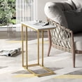 thumbnail image 2 of C-Shaped End Table with White Marble Top - Gold Metal Frame, 2 of 9