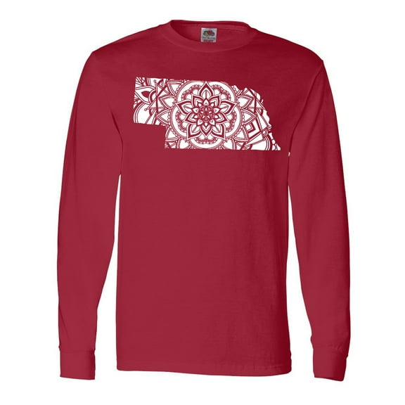Inktastic Nebraska Silhouette Mandala Long Sleeve T-Shirt