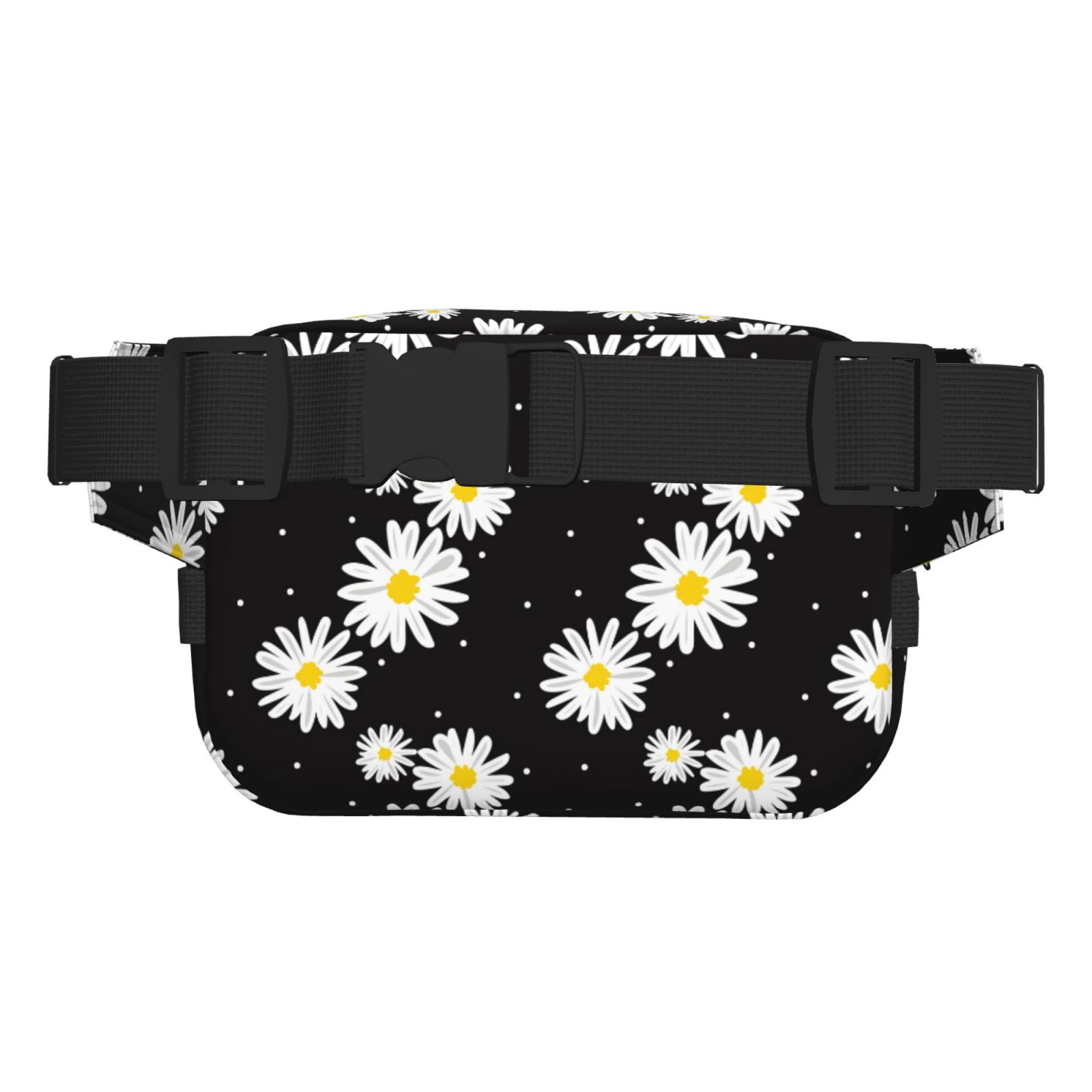 Picia Daisies Flowers Print Square Double-Layer Waist Bag Mini Adjustable Waist Belt Bag Exercise Running Travel Hiking