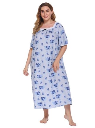 Only Necessities Women's Plus Size Bib Front Lounger House Dress, Nightgown  - 2X, Evening Blue Vines - Yahoo Shopping