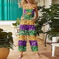 thumbnail image 2 of FYEGRE Womens Holiday Jumpsuits Dressy Mardi Gras Valentines Wide Leg Adjustable Strap Graphic Sleeveless Plus Size Rompers Purple M, 2 of 7
