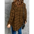 thumbnail image 4 of Asyoly Shacket Jacket For Women Plaid Long Sleeve Button Down Distressed Casual Shirt Jacket Boyfriend Style Oversized Coat Loose Outerwear With Pockets, 4 of 7