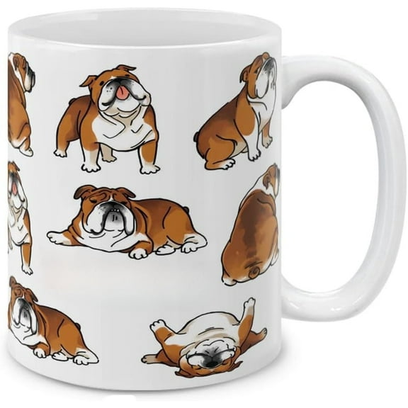 Animal Ceramic Mug English Bulldog Funny Playful Postures Ceramic Coffee Mug Tea Cup, Poodle Hen Shepherd Frog Shark Dog Ceramic Cup Animal Protection Gifts for Animal Lovers - 11 OZ