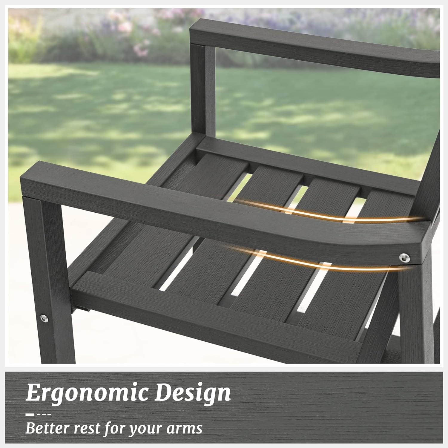 Dycanpo Outdoor Dining Chairs Set of 6,Weather Resistant Patio Chairs with Armrest for Indoors,Gray