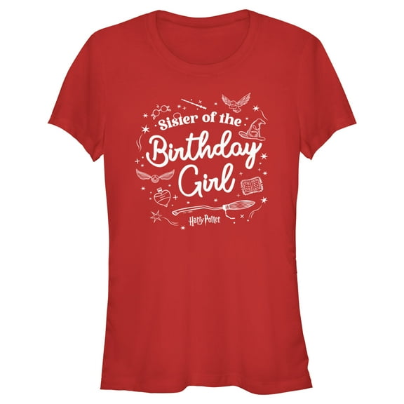 Junior's Harry Potter Birthday Girl Sister  Graphic Tee Red Large