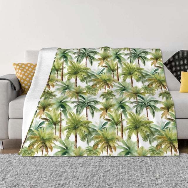 Fotbe Green Hawaii Palms Manta de Franela con Estampado, Manta Ultrasuave para Cama, Sofá, Auto, Hipoalergénica y Antibolitas-50"x40"