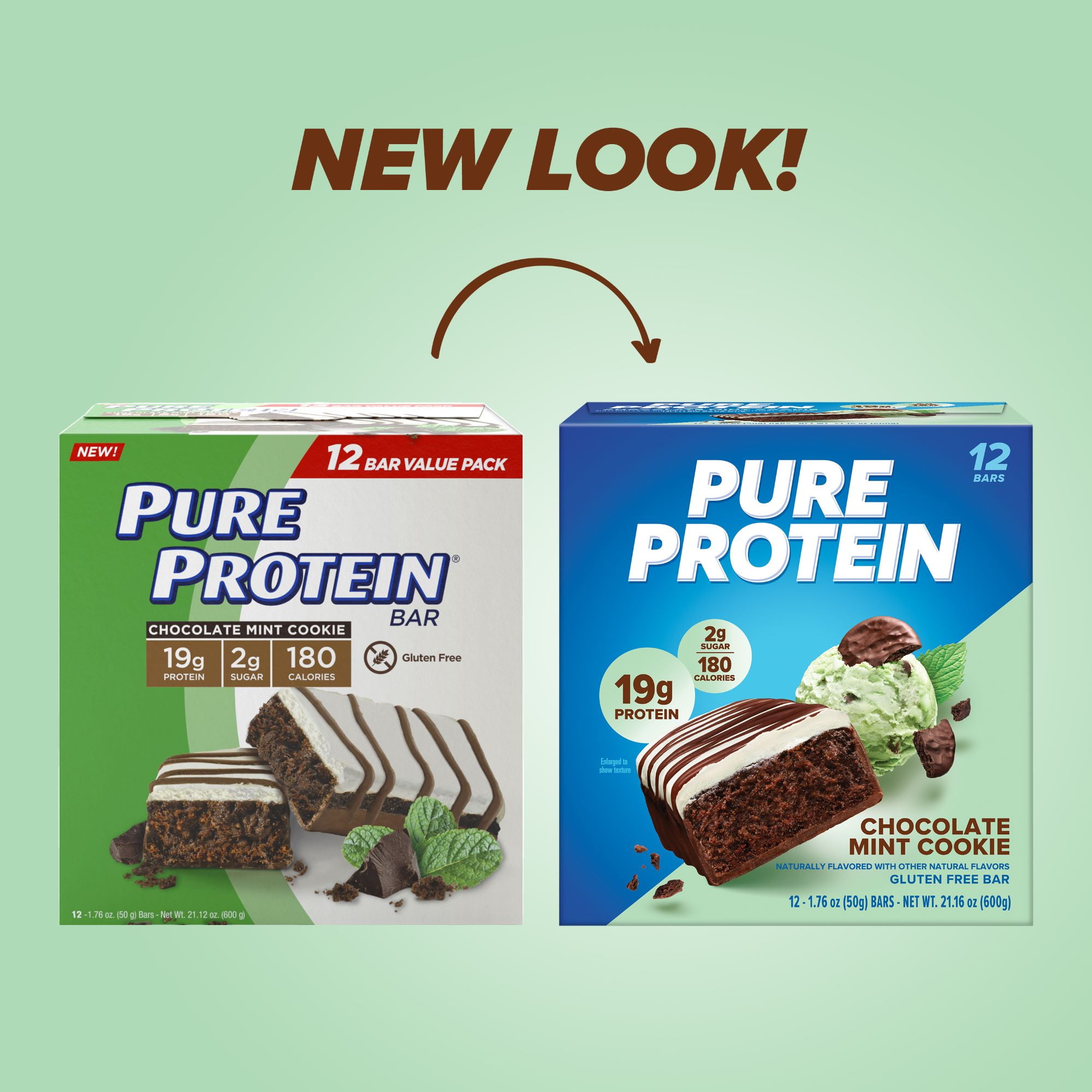 Pure Protein Bars, Chocolate Mint Cookie, 19g Protein, 1.76 oz, 12 Ct