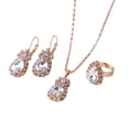 thumbnail image 2 of Bluelans 3Pcs/Set Women Water Drop Bright Alloy Rhinestone - Pendant Necklace Earrings Ring Jewelry Set for Valentine Day, 2 of 8