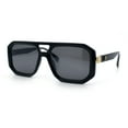 thumbnail image 4 of Gentlemans Geometric Flat Top Racer Thick Plastic Hipster Fashion Sunglasses All Black, 4 of 8